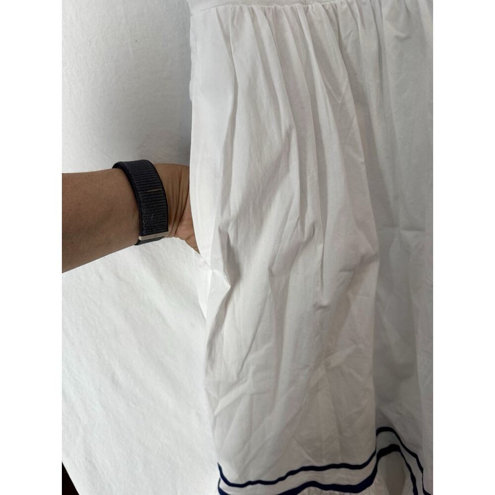 J Crew Corset Midi Dress Women’s 6 White Cotton Contrast Trim Spaghetti Straps - Picture 5 of 8